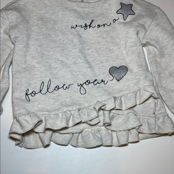 BCBG Girls French Terry Ruffle Top Size 18 Months Cream/Grey - Picture 3 of 9